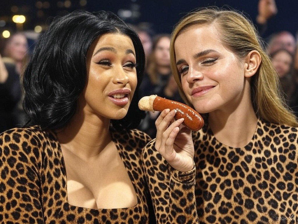 5diHNjKI Emma Watson and Cardi playing with sausages 31.jpg